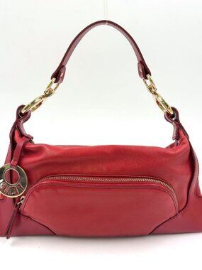 Fendi Nappa Leather Red Handbag Gold